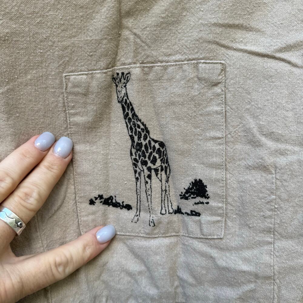 Vintage 90s Jaclyn Smith Giraffe Safari Africa Linen Blend Tank Dress Size SMALL - Picture 9 of 10